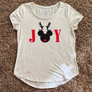 White T-Shirt with Joy Reindeer Design